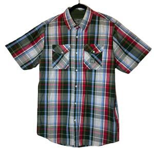 NWT Parish Nation Men's Large Plaid Button Down Red Green